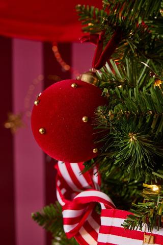 Christmas Studded Velvet Bauble, 8cm