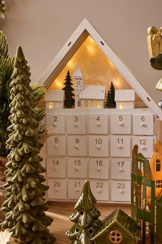Christmas Advent Led House, 32x40cm