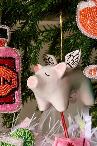 Christmas Hanging Flying Pig, 10x7cm