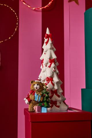 Christmas Bear With Presents Statue, 9.5x12cm