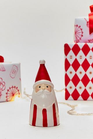 Assorted Stripe Santa Statue, 13cm