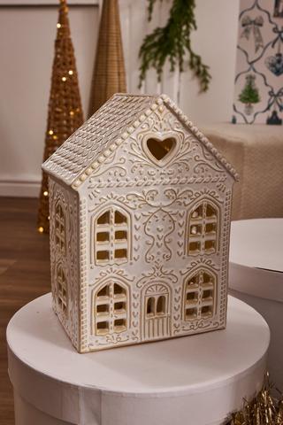 Christmas Led Embossed House, 13x24cm