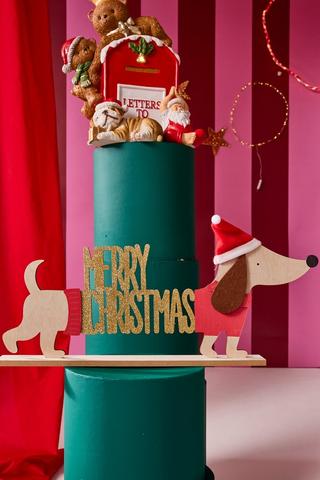 Merry Christmas Sausage Dog Sign, 51x25cm