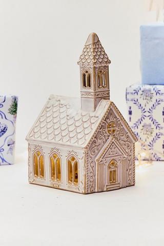 Christmas Led Embossed Church, 15x20cm