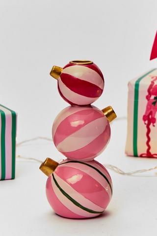 Christmas Bauble Dinner Candle Holder, 18cm