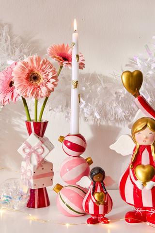 Christmas Bauble Dinner Candle Holder, 18cm