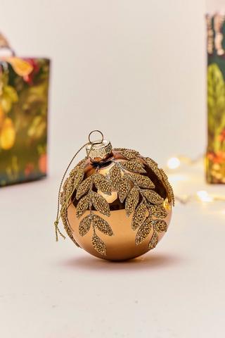 Christmas Beaded Leaf Bauble, 7.5cm