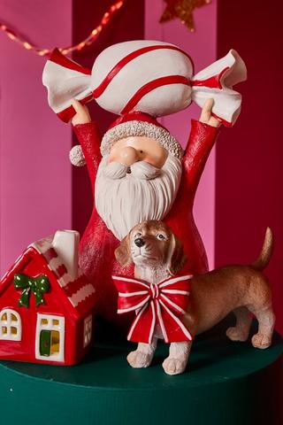 Christmas Sausage Dog With Bow, 18x11.5cm