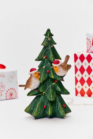 Led Robins In Christmas Tree, 30cm