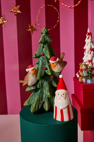 Led Robins In Christmas Tree, 30cm