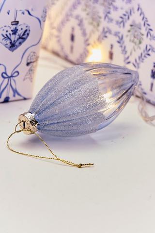 Christmas Ribbed Teardrop Bauble, 14cm
