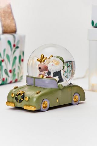 Santa Car Snow Globe, 17.5x12.5cm