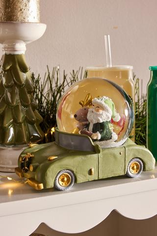 Santa Car Snow Globe, 17.5x12.5cm