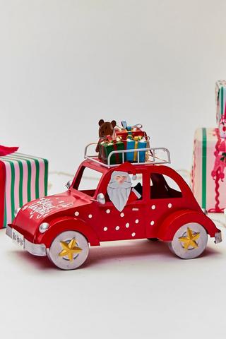Led Santa In Beetle, 26x16cm