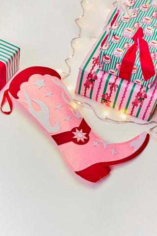 Christmas Hanging Cowboy Boot, 28x43cm