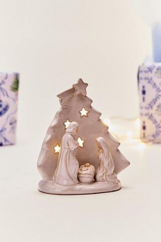 Led Glaze Nativity Tree, 12x14.5cm