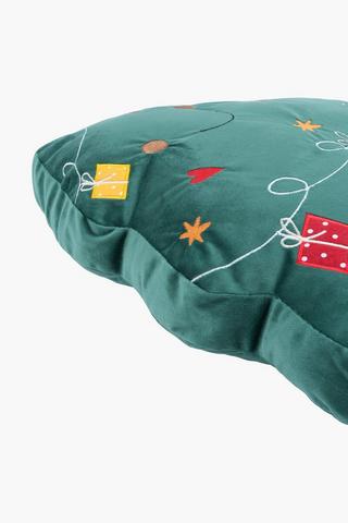 Christmas Tree Shaped Scatter Cushion, 40cm