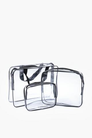 3 Pack Translucent Travel Bag Set