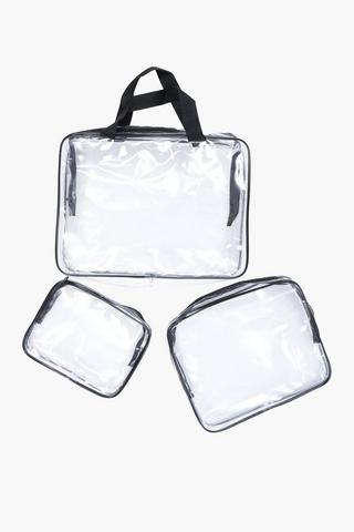 3 Pack Translucent Travel Bag Set