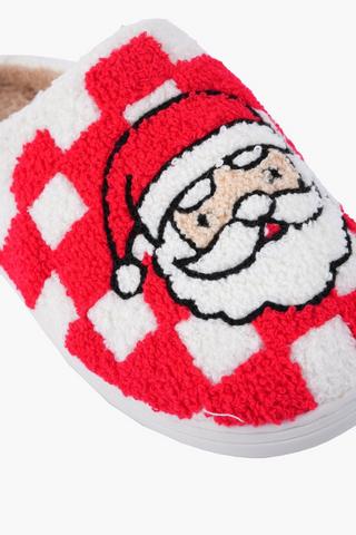 Christmas Santa Checkered Slippers, 3-4
