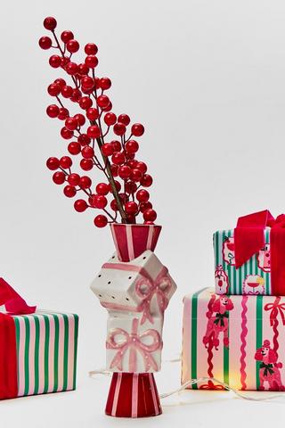 Christmas Present Vase, 6.5x17cm