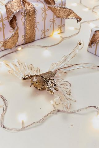 Christmas Iridescent Beaded Bird, 25x23cm