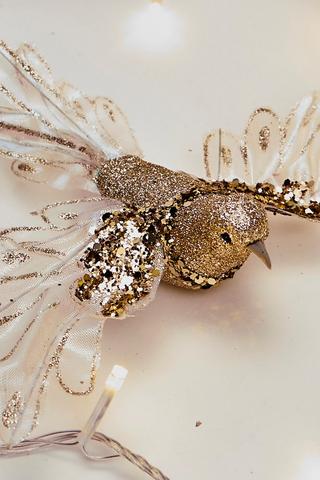 Christmas Iridescent Beaded Bird, 25x23cm