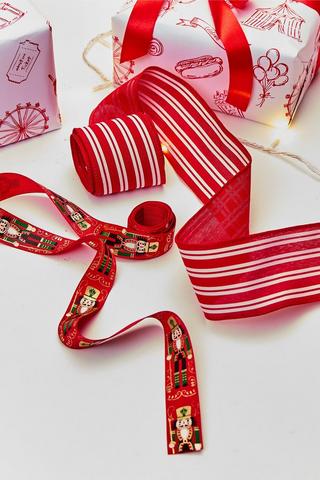 2 Pack Stripe Nutcracker Ribbon, 2m