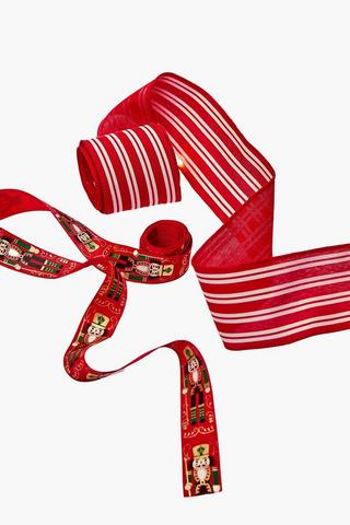 2 Pack Stripe Nutcracker Ribbon, 2m