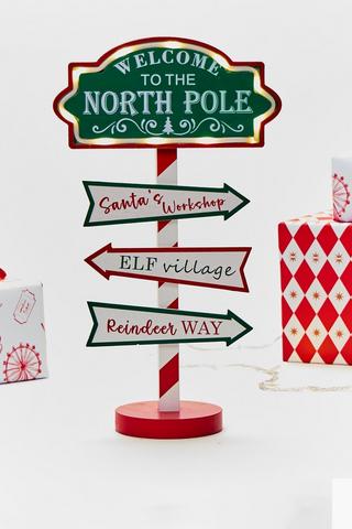 Christmas Led North Pole Sign, 23x40cm