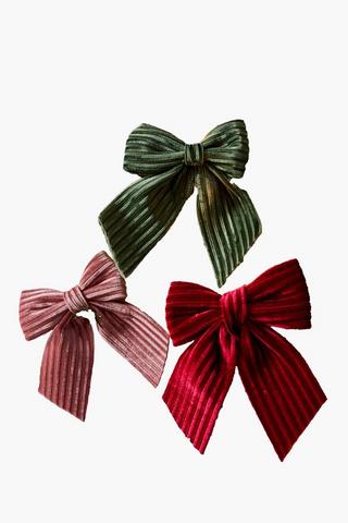 3 Pack Assorted Velvet Christmas Bows