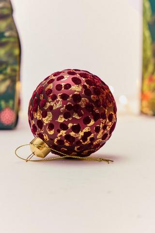 Christmas Flock Bauble, 8cm