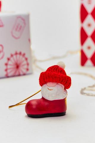 Hanging Santa In Boot, 5x5cm