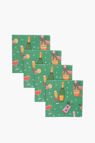 Christmas Prosecco And Cherry Serviettes