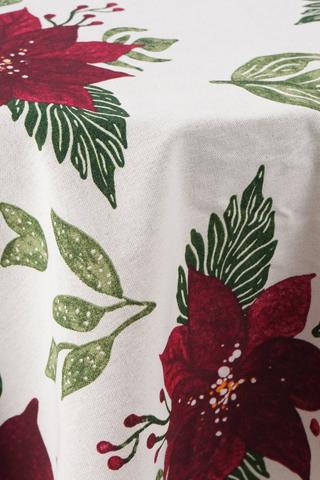 Christmas Poinsettia 8 To 10 Seater Round Tablecloth