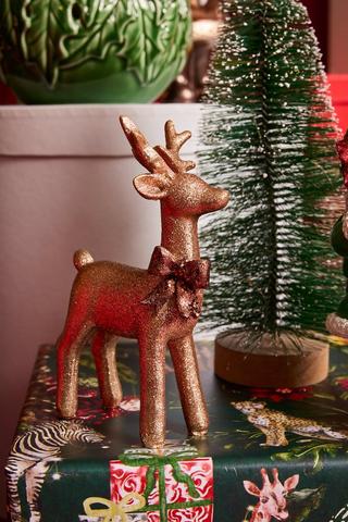 Glitter Reindeer Statue,16cm
