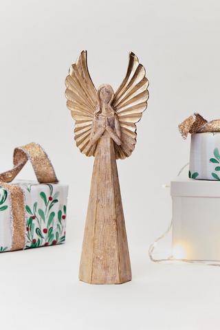 Wooden Christmas Angel Statue, 38cm