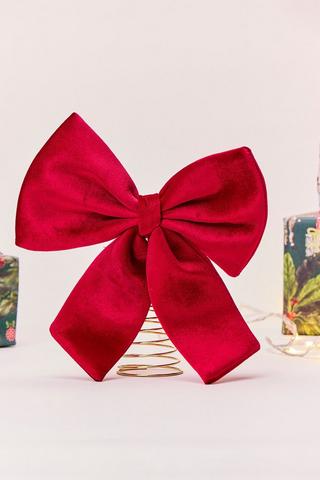 Velvet Bow Christmas Tree Topper, 29cm