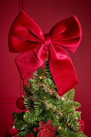 Velvet Bow Christmas Tree Topper, 29cm