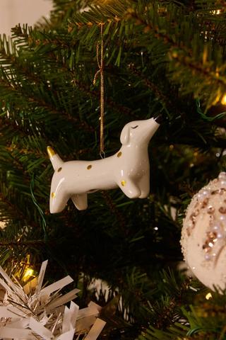Christmas Hanging Spotted Dog, 11x5cm