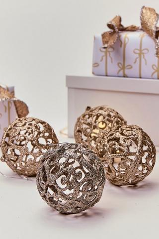 4 Pack Trellis Baubles, 10cm
