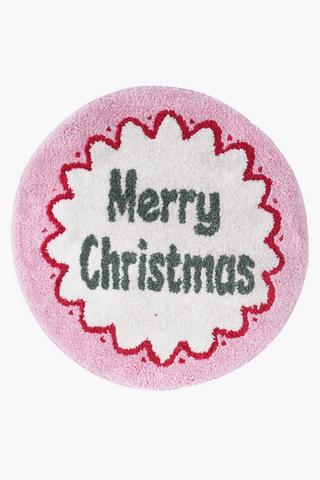Christmas Cotton Round Bath Mat, 60cm