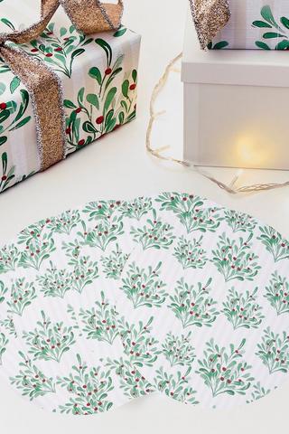 4 Pack Chrismas Mistletoe Round Placemats