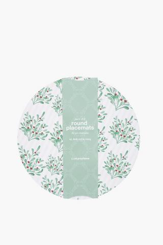 4 Pack Chrismas Mistletoe Round Placemats