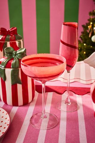 Christmas Swirl Coupe Glass