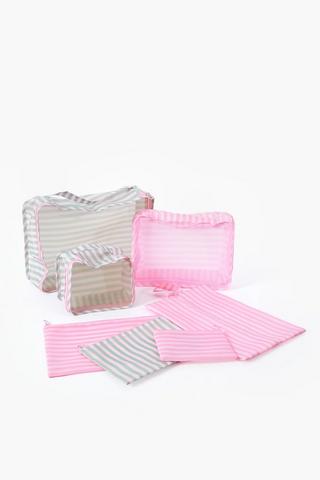 7 Pack Hot Tropics Stripe Cube Travel Set