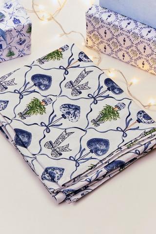 Festive Delft 8 To 10 Seater Tablecloth