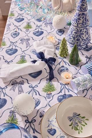 Festive Delft 8 To 10 Seater Tablecloth