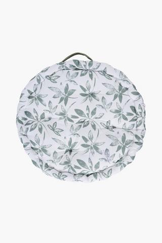 Printed Leaf Round Mattress Pad, 50x50x10cm