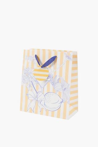 Lemon Stripe Gift Bag Medium